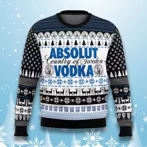 New Absolut Vodka Christmas Graphic Pullover Festive Adult Kids Sweatshirt Top for Girls & Boys | Wi