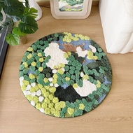 European Earth Moss 3D Flocking Rug Round Bedside Rug INS Entrance Anti-Slip Water-Absorbent Floor M