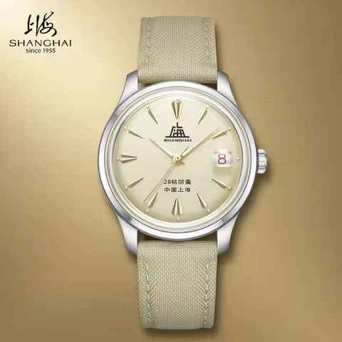 Shanghai Watch 36mm Men's Mechanical Watches Replica A623 Calendar Automatic Wristwatch Ultra-thin S