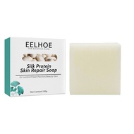 Eelhoe Silk Protein Skin Repair Soap Silk Protein Skin Repair Facial Cleaning Soap Remove Mites Blackheads Natural Goat Milk Cleansing Bath Skin Oil Blackheads Mites（100g）