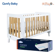 Comfy Baby Luca Wooden Baby Cot + Mattress (70 x 130cm)