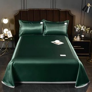 3 in 1 Bed Sheets Set Solid Color Fitted Bedsheet Bed Mattress Cover with 2 Pillowcase Bedsheet Single/Queen/King Size