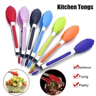 Silicone nylon stainless steel kitchen tongs barbecue salad food tongs fruit tongs salad bread cooki