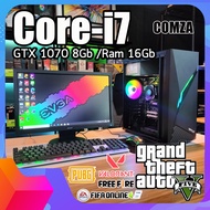 คอมเล่นเกม Core i7 /GTX 1070 8Gb /Ram 16Gb ทำงาน เล่นเกมส์ Gta VPubgFifaFreefireValorantRobloxMineCr
