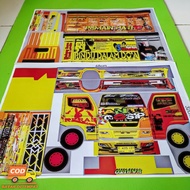 Pola stiker papercraft miniatur truk oleng size besar 2 lembar