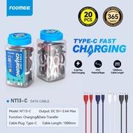 FOOMEE NT13/MICRO/TYPE-C/LIGHTNING/ MEEPLUS MT11/MICRO/TYPE-C (1TOPLES ISI 20 PCS) KABEL DATA 100CM