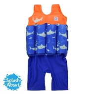 Pobao Short John FloatSuit Children's Buoyancy Shorts Swimsuit-Bright Orange Shark