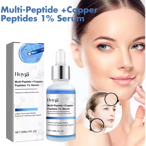 Blue Copper Peptide Serum Anti Wrinkle Shrink Pores Skin Care Rejuvenation Hyaluronic Acid Brighteni