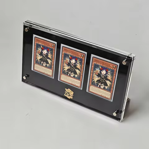 3-Slot Black Card Brick Display Stand Yu-Gi-Oh 25th Anniversary for Blue-Eyes White Dragon Dark Magi
