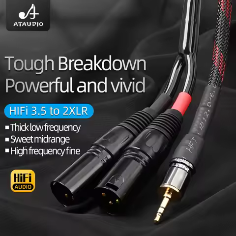 ATAUDIO HiFi XLR Cable 3.5mm to XLR Aux Audio Cord TRS Stereo 3.5 to 2XLR Male for Microphone Comput