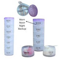 7 Days Cylinder Pill Box Daily 4 Times a Day Compartment Indicator Morning Noon Night Backup