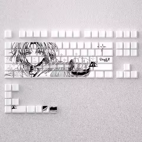 PBT Keycaps 98 Keys Anime Ryougi Shiki Dye Sublimation Cherry Height Side Print Backlight White Mech