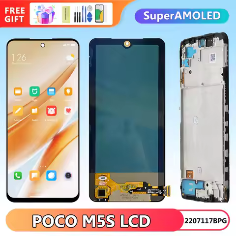 Super Amoled Screen for Xiaomi Poco M5s 2207117BPG Lcd Display Digital Touch Screen with Frame for P