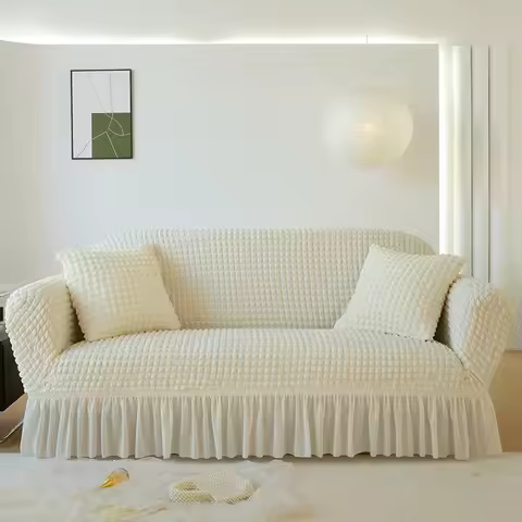 Sofa Cover Seersucker Sofa Slipcover High Stretch Couch Cover Thick Corner Sofa Protector Elastic Co