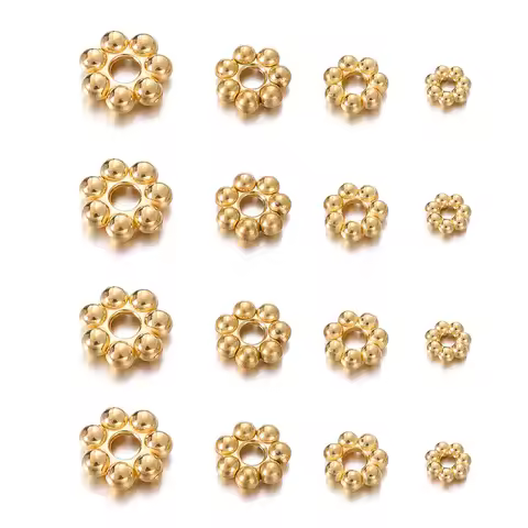30Pcs Stainless Steel Flower Spacer Bead Snowflake Spacer Beads Charms Pendants for DIY Bracelets Je