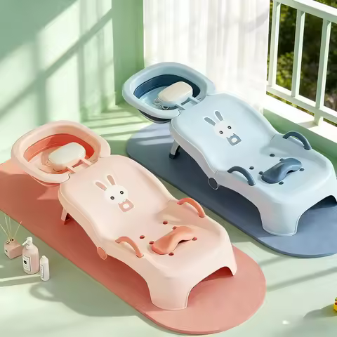 Children's Shampoo Chair Comfortable Foldable Four-speed Adjustment Don't Wet Baby Ears Shampoo Stoo
