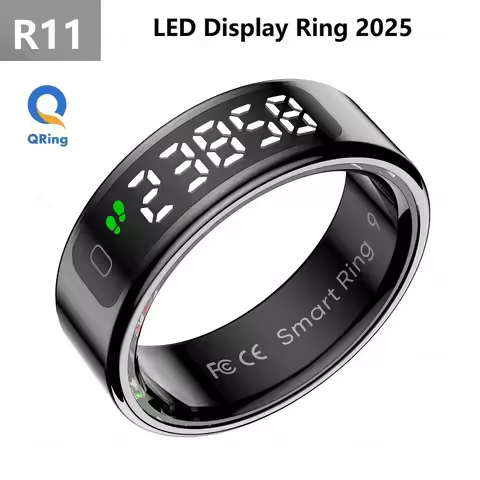 Qring R11 LED Display Ring Ladies Men's Stainless-steel Rings Oxygen Saturation Electronic Praise He