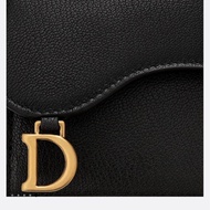 Dior Saddle Lotus 黑色三折短夾