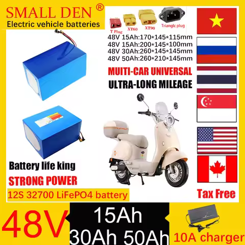 48V 50Ah 30Ah 15Ah 32140 LiFePO4 Battery Pack 16S 1P-3P 2400W High Power Suitable for Various Power 