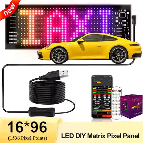 USB 5V LED Car Sign, RGB LED Car Sign Animation, LED Matrix Pixel Panel DIY Programmable, LED Panel 