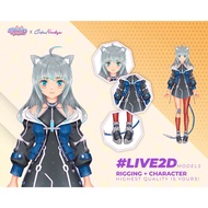 Live2D VTuber Exclusive 3D Model - Blue-Haired Fantasy Furry with Ears & Tail for Streaming