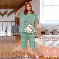 Lilipop.id Women's Sleepwear KISS ME CAT 3/4 Jumbo Shorts XXL Baby Doll T-shirt Material
