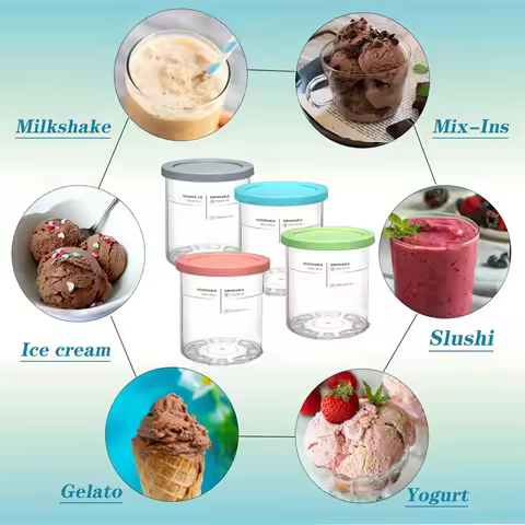 New Ice Cream Containers Replacement for Ninja Creami Pints and Lids 24oz Cups Creami Deluxe NC501 N