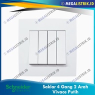 SCHNEIDER HOTEL SWITCH 4 GANG 2 WAY VIVACE WHITE KB34S_2_WE_G3 WHITE EXCHANGE SWITCH/