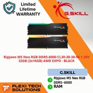 Flexi tech G.SKILL Ripjaws M5 Neo RGB DDR5-6000 CL30-38-38-96 1.35V 32GB (2x16GB) AMD EXPO - BLACK