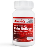 Timely Acetaminophen 500 MG Tablets 200 Count - Extra Strength Pain Relief - Compared to the active 