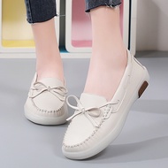 AE2 Fashion Leather Loafers Comfort Light Mother Casual Flats Anti Slip White Nurse Shoes Wedge Wome
