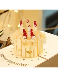 手工3D生日賀卡，生日蛋糕，生日明信片，激光切割生日卡，祝福信息卡，挖空紙雕簡單祝福禮品