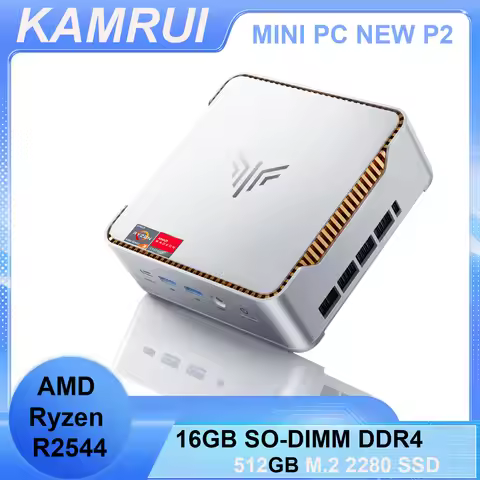 KAMRUI Mini PC 16GB SO-DIMM DDR4 512 M.2 2280 SSD AMD Ryzen R2544 up to 3.7GHz HDMI+DP1.4 Dual 4K UH