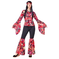 Women Vintage Retro 60s 70s Hippie Costume Bell Bottoms Groovy Halloween Outfit
