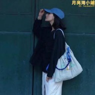 日系ball&chain刺繡小眾環保布袋輕便購物袋單肩手提可摺疊大容量