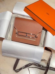 🧡有單Hermes Roulis Slim Wallet Belt Bag Evercolor calfskin Gold (Brown) Silver hardware Stamp B with r