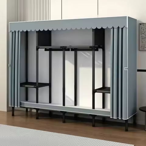 Simple Wardrobe Household Bedroom Strong and Durable Assembly Cloth Clothes Cabinet Hanging Clothes 