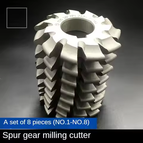 Spur gear milling cutter M1 M1.25 M1.5 M1.75 M2 M2.5 M3 Modulus PA20 degrees NO.1-NO.8 8pcs/set HSS 