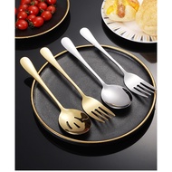 [Ready Stock] Stainless Steel Buffet Banquet Service Spoon Fork Set Western Cuisine Slot Service Spo