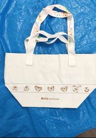 香港迪士尼樂園 Duffy and Friends 7寶 七寶 Shelliemay Stellalou Gelatoni Olumel CookieAnn  Linabell 玲娜貝兒 白色 購物袋