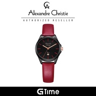 [Official Warranty] Alexandre Christie 2A18LDLIPBARE Women's Black Dial Leather Strap Watch