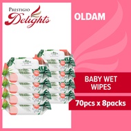 Oldam Baby Wet Wipes Cap 70pcs Bundle of 8