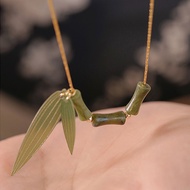 Fy💙 Kalung Bambu Hijau Kalung Simpul Bambu Gaya Cina Baru Rantai Leher Gaya Retro