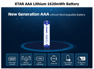 แบตเตอรี่Li-on AAA 1.5 V XTAR ที่ดีที่สุด 1620 mWh 1000mAh  ราคา Pack 4  ก้อน ชาร์จซ้ำมากกว่า 1000 ร