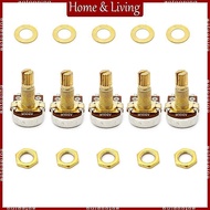 AOTO 5pcs A500K Potentiometer Splined  Electric Guitar Bass Effect Amp Tone Volume