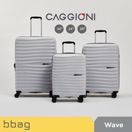 bbag shop : CAGGIONI กระเป๋าเดินทาง รุ่นเวฟ (Wave) C23061 - สีเทา [20นิ้ว/24นิ้ว/28นิ้ว] วัสดุPP 100% 4 ล้อ ล้อคู่ หมุนได้ 360 องศา ระบบกุญแจล็อค TSA กระเป๋าเดินทางล้อลาก คาจีโอนี่