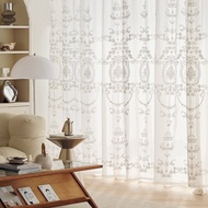 Embroidered White Sheer Curtain for living room Simi Day Curtains for Bedroom window panels Hook type Grommet Rod pocket