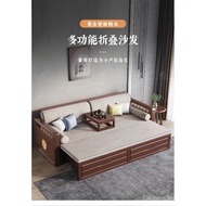 ✿FREE SHIPPING✿Small Wooden Nest（XIAOMUWO） Sofa Bed New Chinese Style Solid Wood Arhat Bed Living Room Simple Walnut Small Apartment Retractable Broaching Machine Multi-Functional Storage Lunch Break Sofa Bed