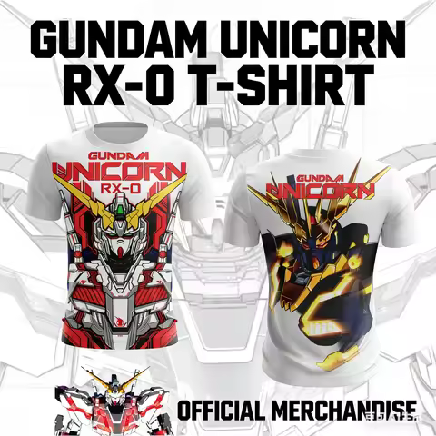 New Gundam Unicorn RX-0 Banshee 3D Print Short Sleeve T-Shirt Men's Mecha Style Casual Streetwear An