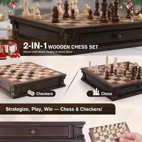 Magnetic Retro chess set comes with a built-in storage compartment, a 38cm/15inch chessboard, and 2 